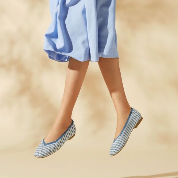 Vivaiva Margo 2.0 Square Toe V-Cut Flats Denim Stripe Size EU42 NWT - Picture 11 of 11